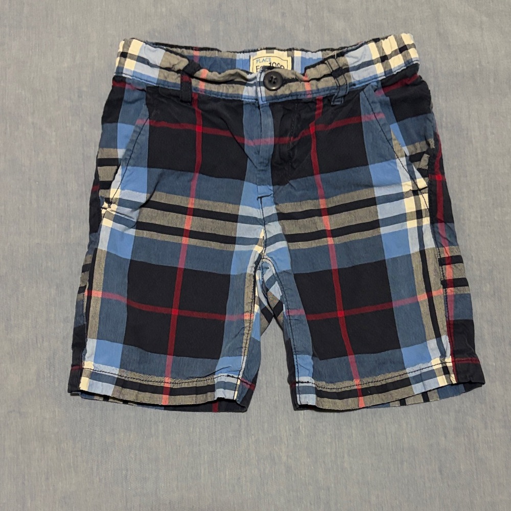 Place Kids' Plaid Shorts in Blue and Red